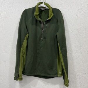 REI Co-op Forest Green Half-Zip Fleece with THUMBHOLES and Zippered Pocket